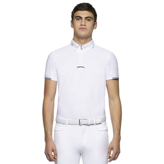 Two-tone racing polo with zip and tie holder