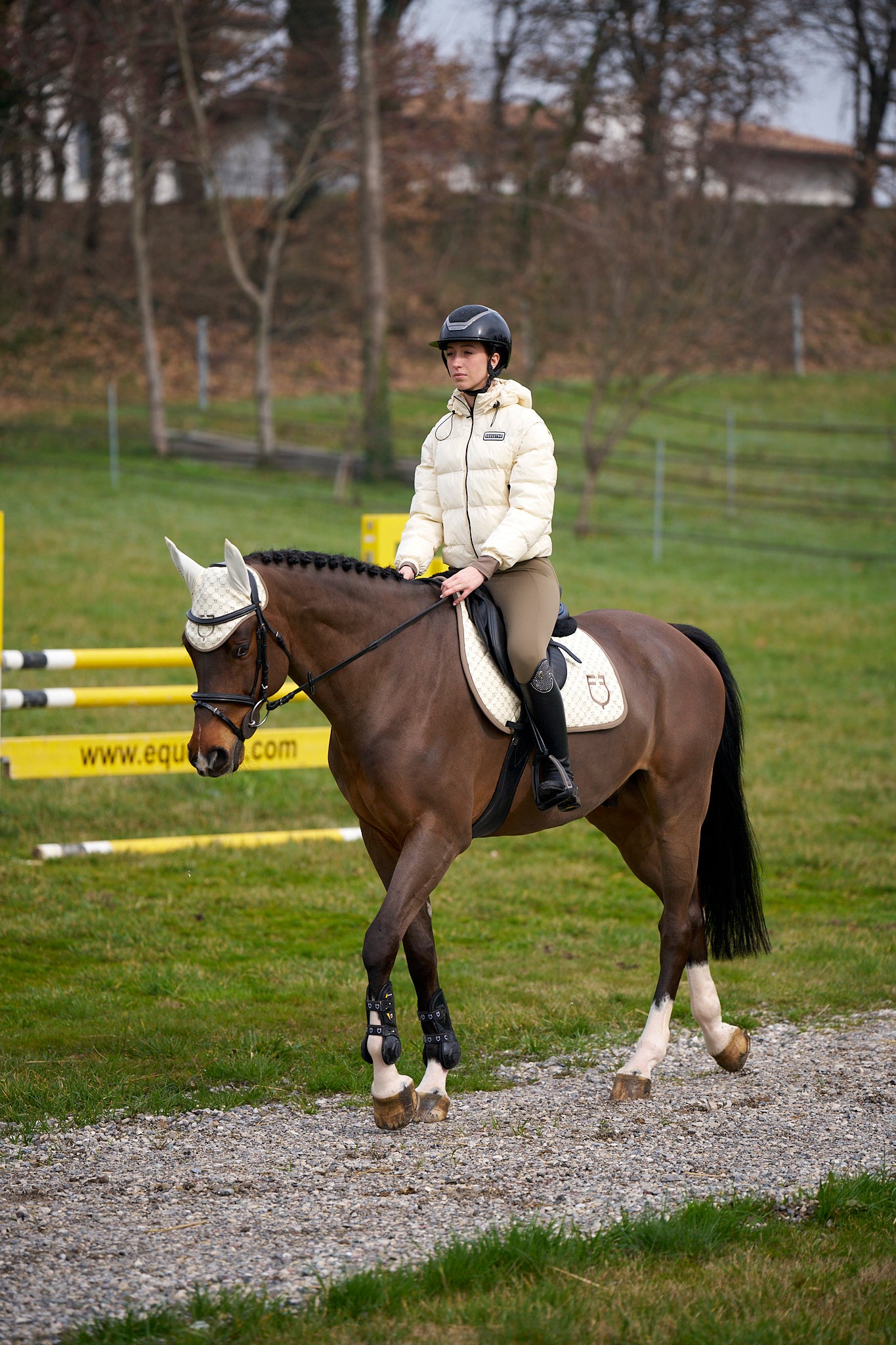 Sottosella Equestro in Tessuto Tecnico – Trapuntatura a Rombi, Monogram Taupe | El gaucho sport