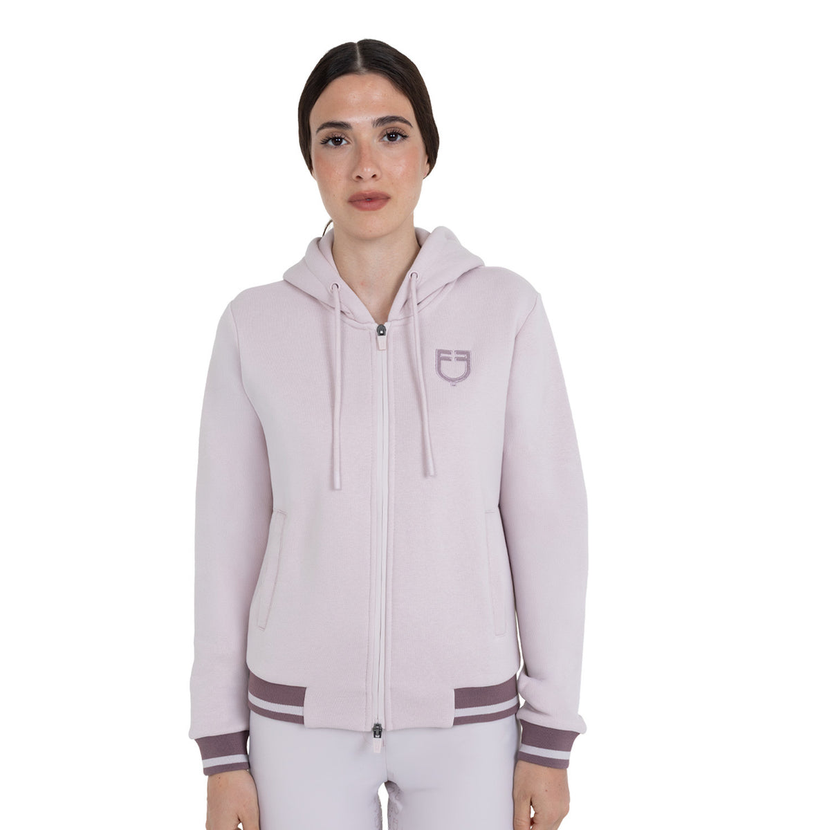 Felpa donna con cappuccio e zip frontale