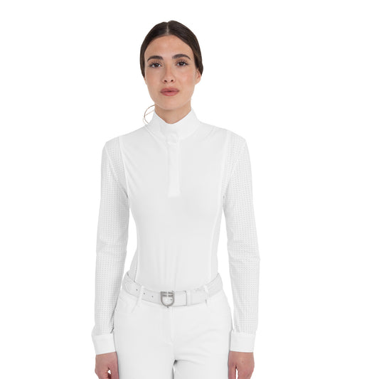 Polo concorso donna maniche lunghe traforata