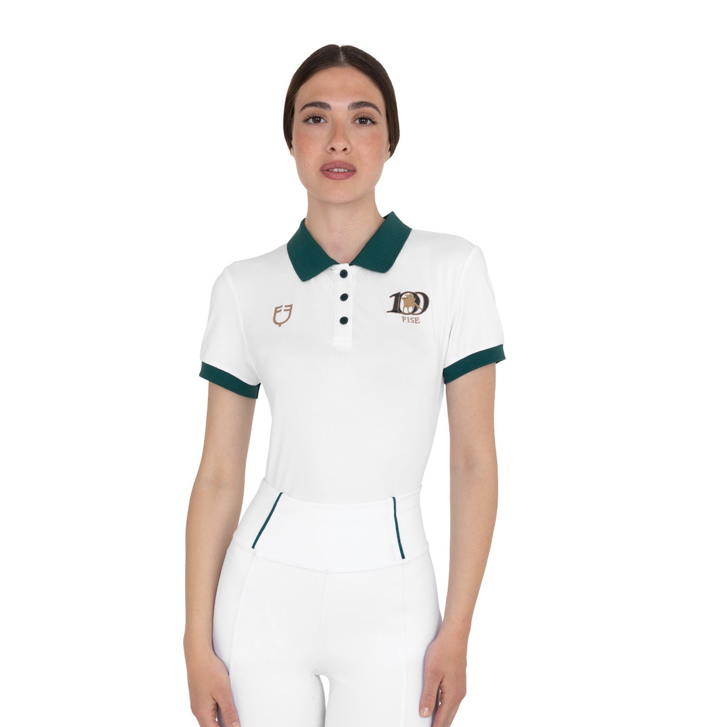 Polo donna da allenamento EQUESTRO X FISE 100