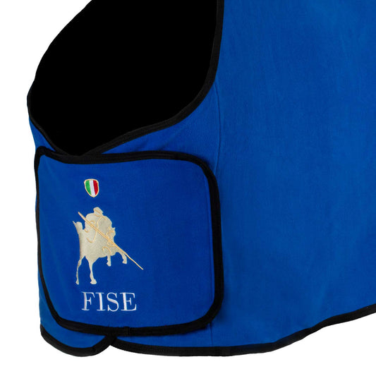 Coperta in pile frontale Equestro × FISE – 300 g, chiusura rapida, blu navy/azzurro | El Gaucho Sport