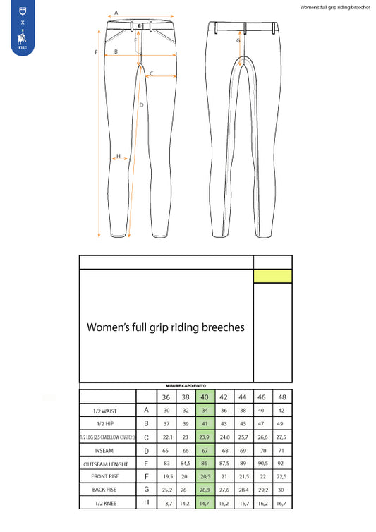 Pantaloni donna grip ginocchio FISE