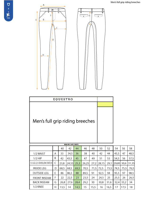 Pantalone uomo full grip FISE