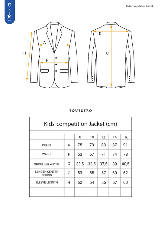Giacca unisex bambini da concorso tre bottoni FISE