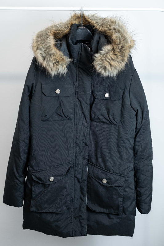 Giacchetto nero lungo con pelliccia