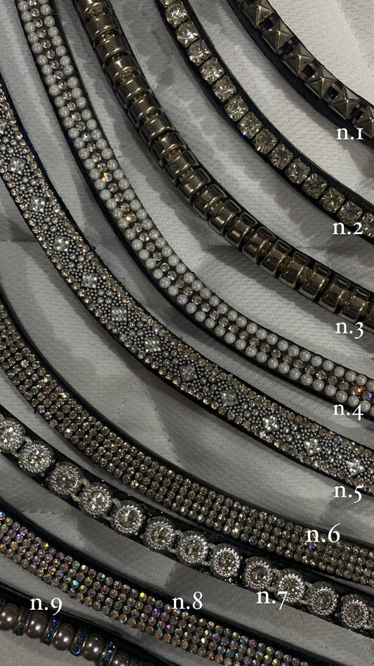 Frontalino per Briglia Inglese in Cuoio Morbido con Strass Argento - Eleganza e Brillantezza | El Gaucho Selleria