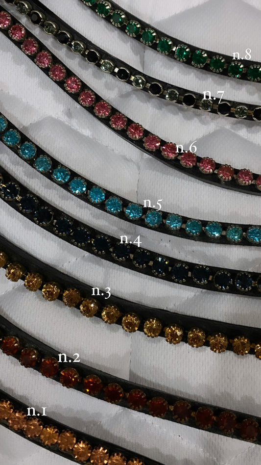 Frontalino in Pelle Conciata al Vegetale con Pietre Colorate Piccole - Eleganza e Stile | El Gaucho Selleria