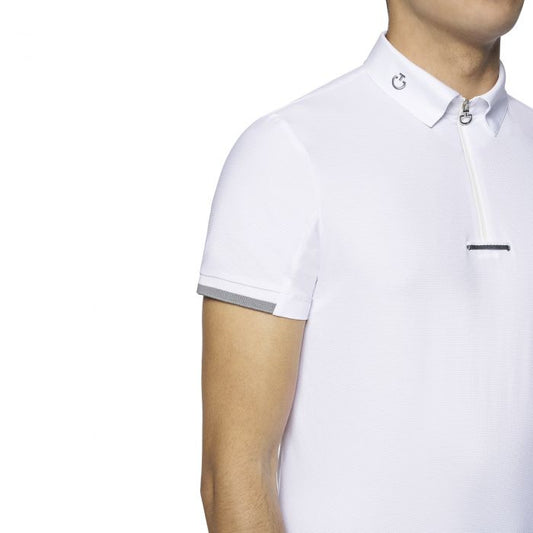 Two-tone racing polo with zip and tie holder