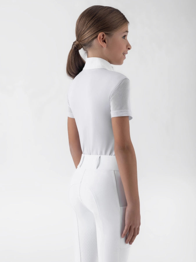 Polo de compétition blanche pour fille avec strass