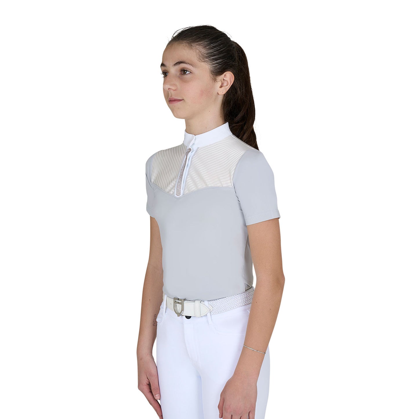 Polo Concorso Bambina Slim Fit con Inserti Simil Seta – Polo equitazione junior