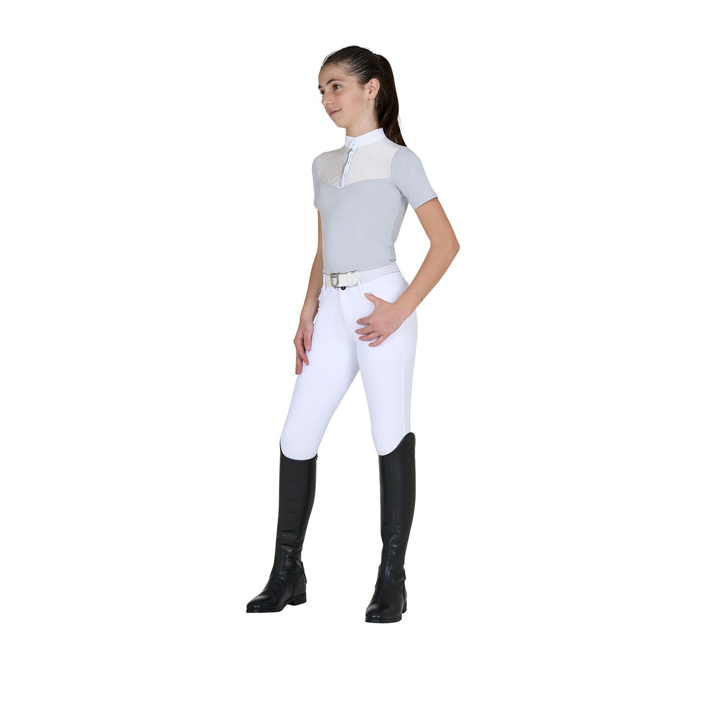 Polo Concorso Bambina Slim Fit con Inserti Simil Seta – Polo equitazione junior
