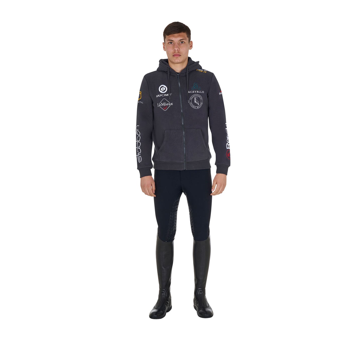 Felpa Uomo Multilogo con Zip | El Gaucho Sport