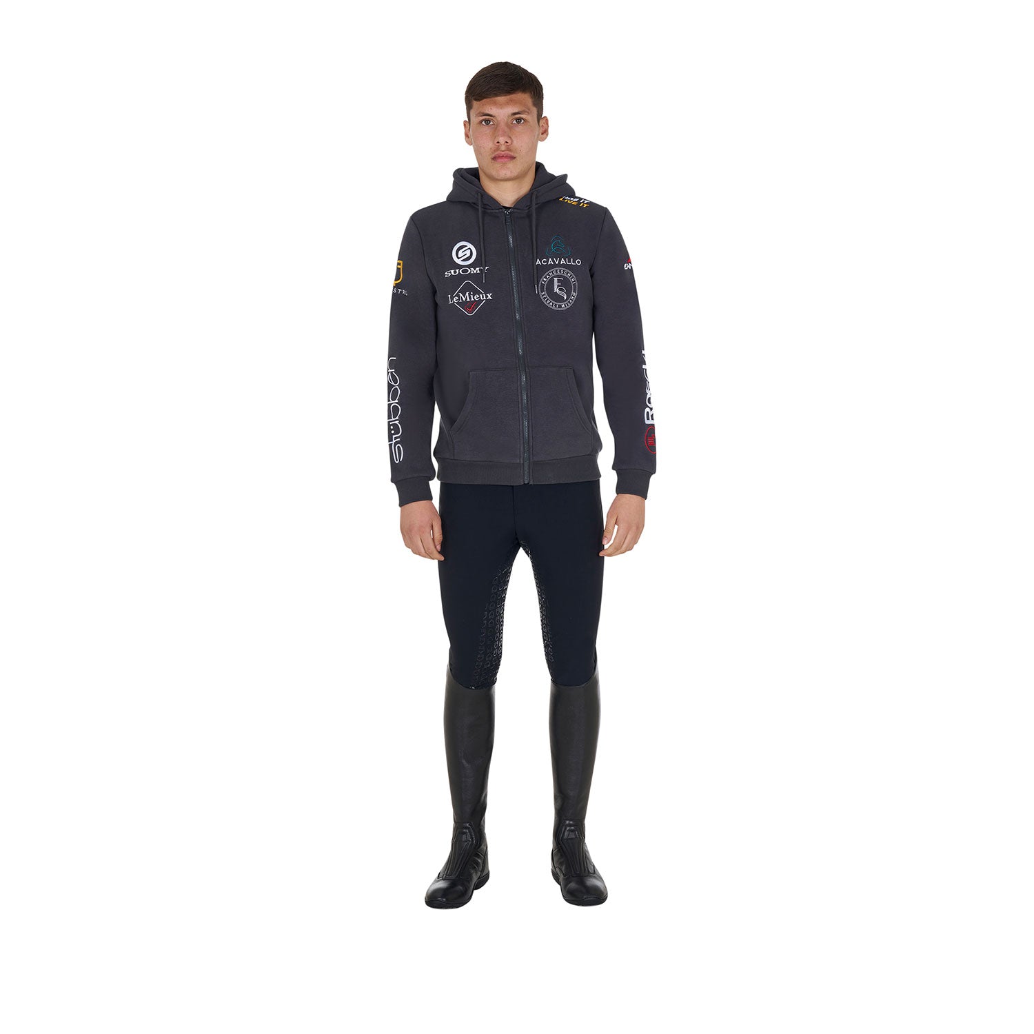 Felpa Uomo Multilogo con Zip | El Gaucho Sport