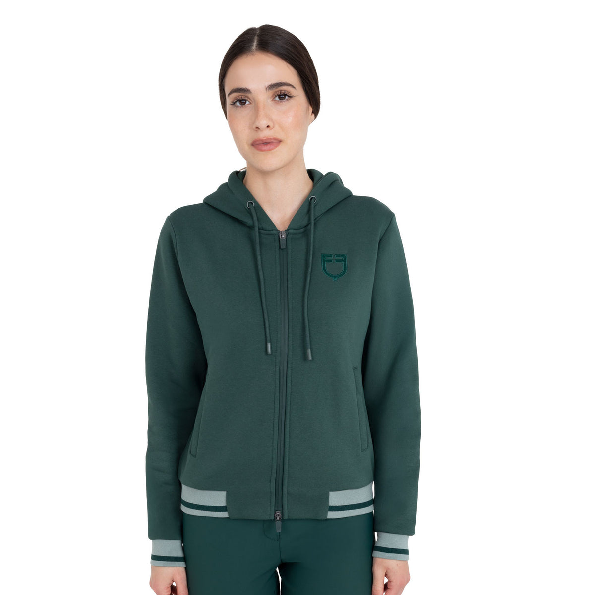 Felpa donna con cappuccio e zip frontale