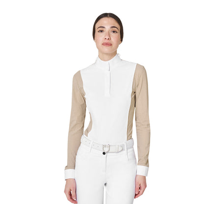 Polo concorso donna maniche lunghe traforata