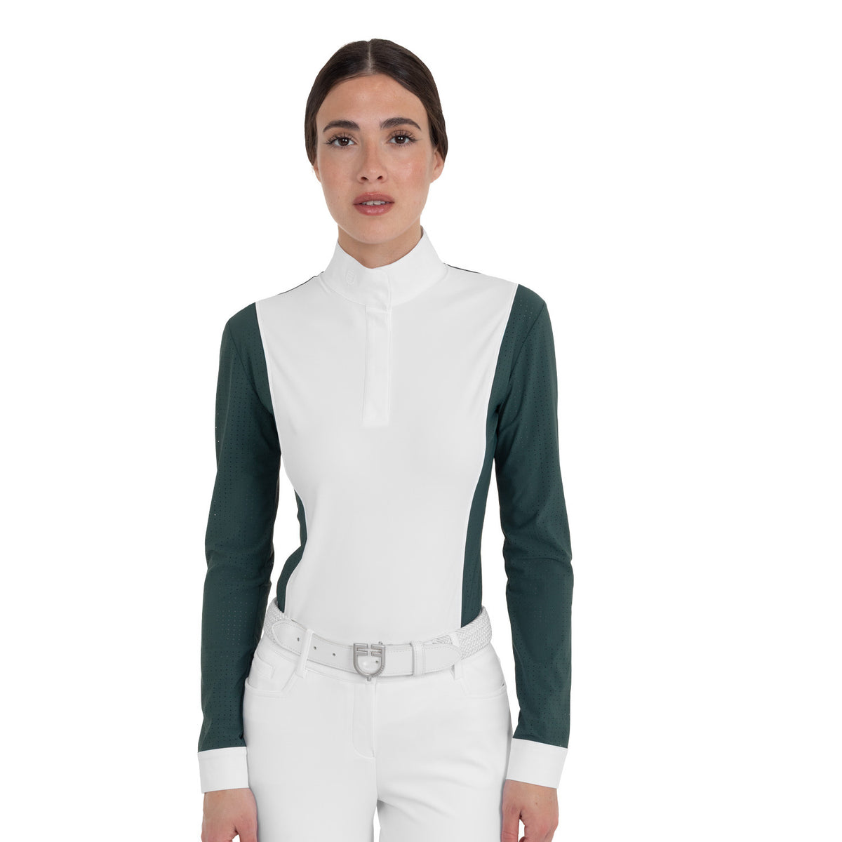 Polo concorso donna maniche lunghe traforata