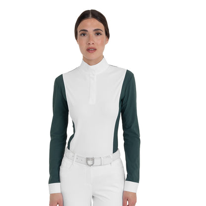 Polo concorso donna maniche lunghe traforata