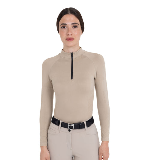 Polo allenamento donna in maglia tecnica con zip