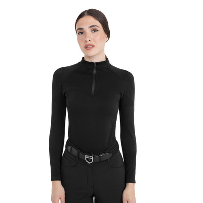 Polo allenamento donna in maglia tecnica con zip