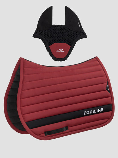 Set sottosella e cuffietta in tessuto tecnico rosso alpino con logo ricamato | El gaucho sport