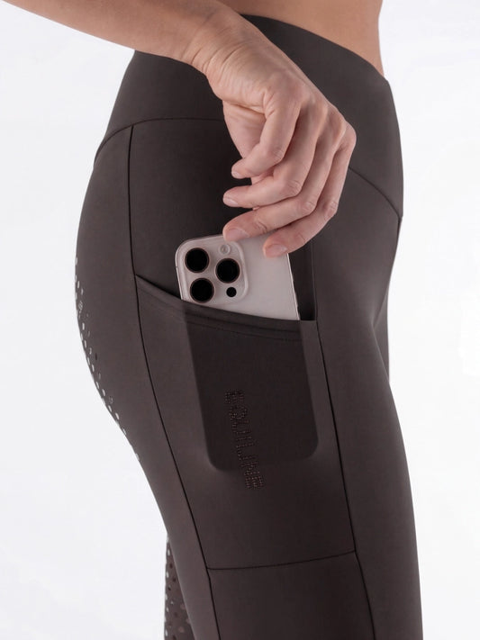Leggings da equitazione da donna a vita alta Full Grip con strass tono su tono | El gaucho sport