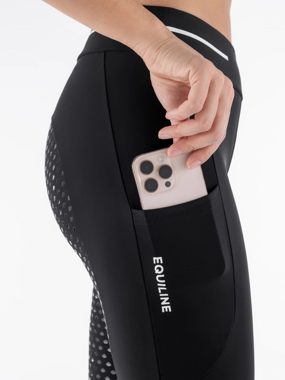 Leggings da equitazione da donna Full Grip neri EQUILINE | El gaucho sport