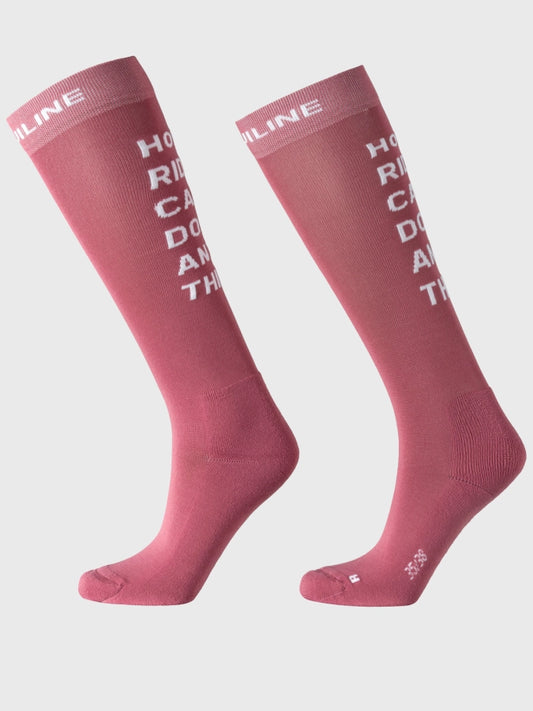 Calzini da equitazione junior rosa con scritta jacquard sul retro | El Gaucho sport