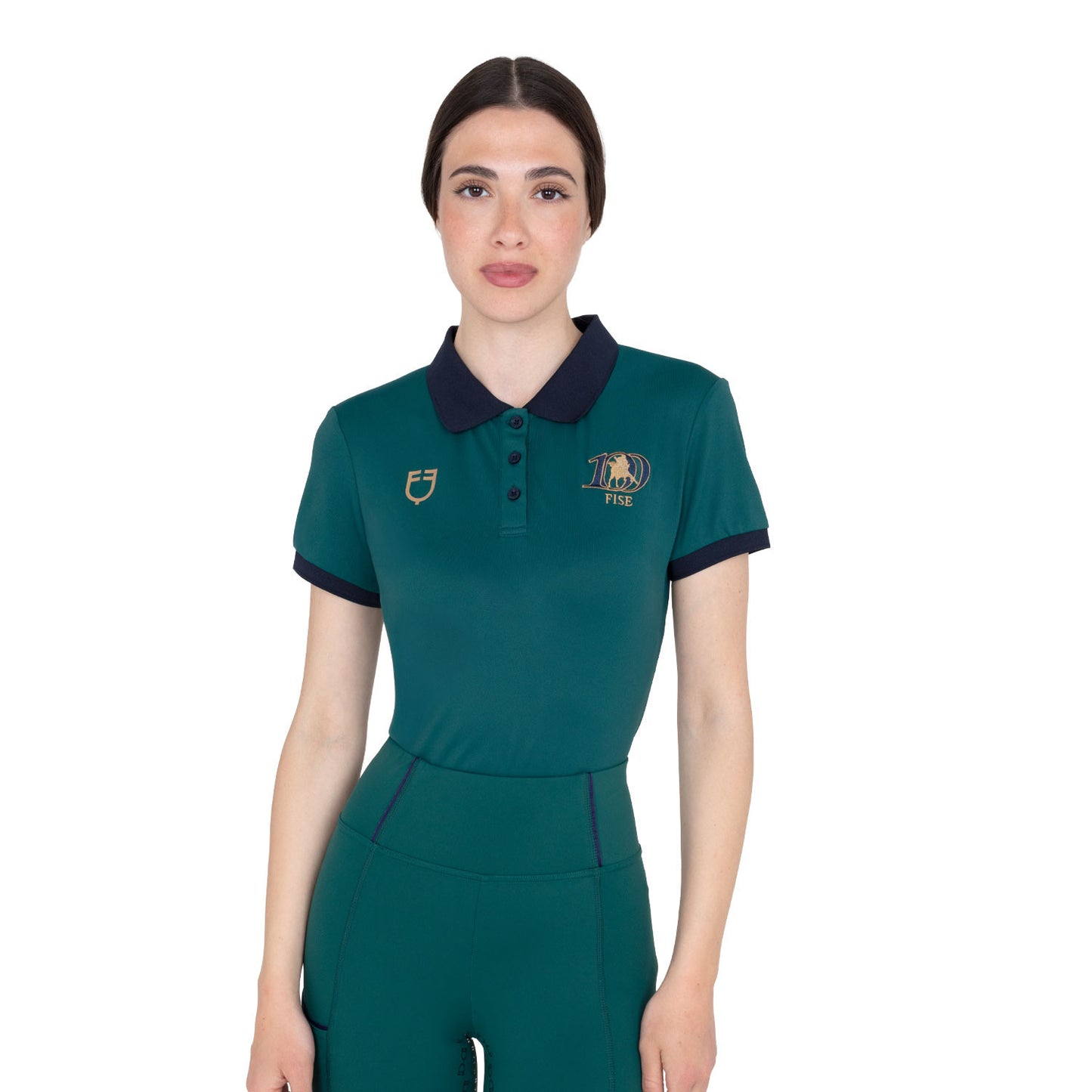 Polo donna da allenamento EQUESTRO X FISE 100