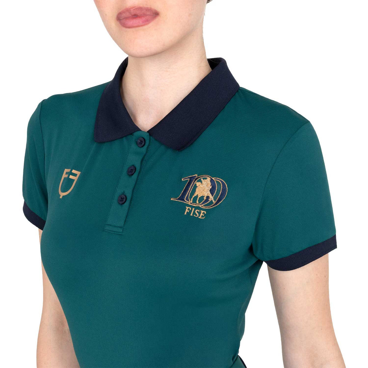 Polo donna da allenamento EQUESTRO X FISE 100