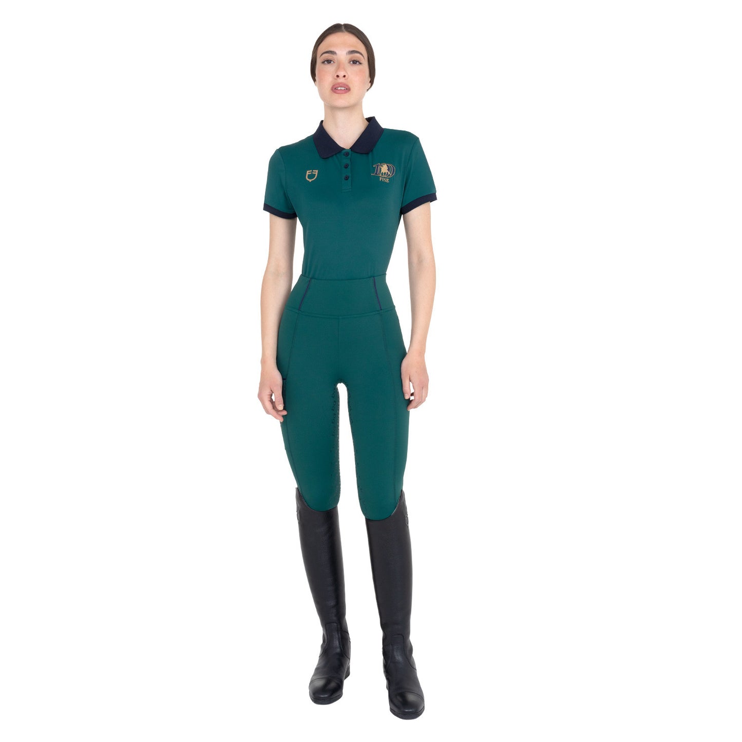Polo donna da allenamento EQUESTRO X FISE 100