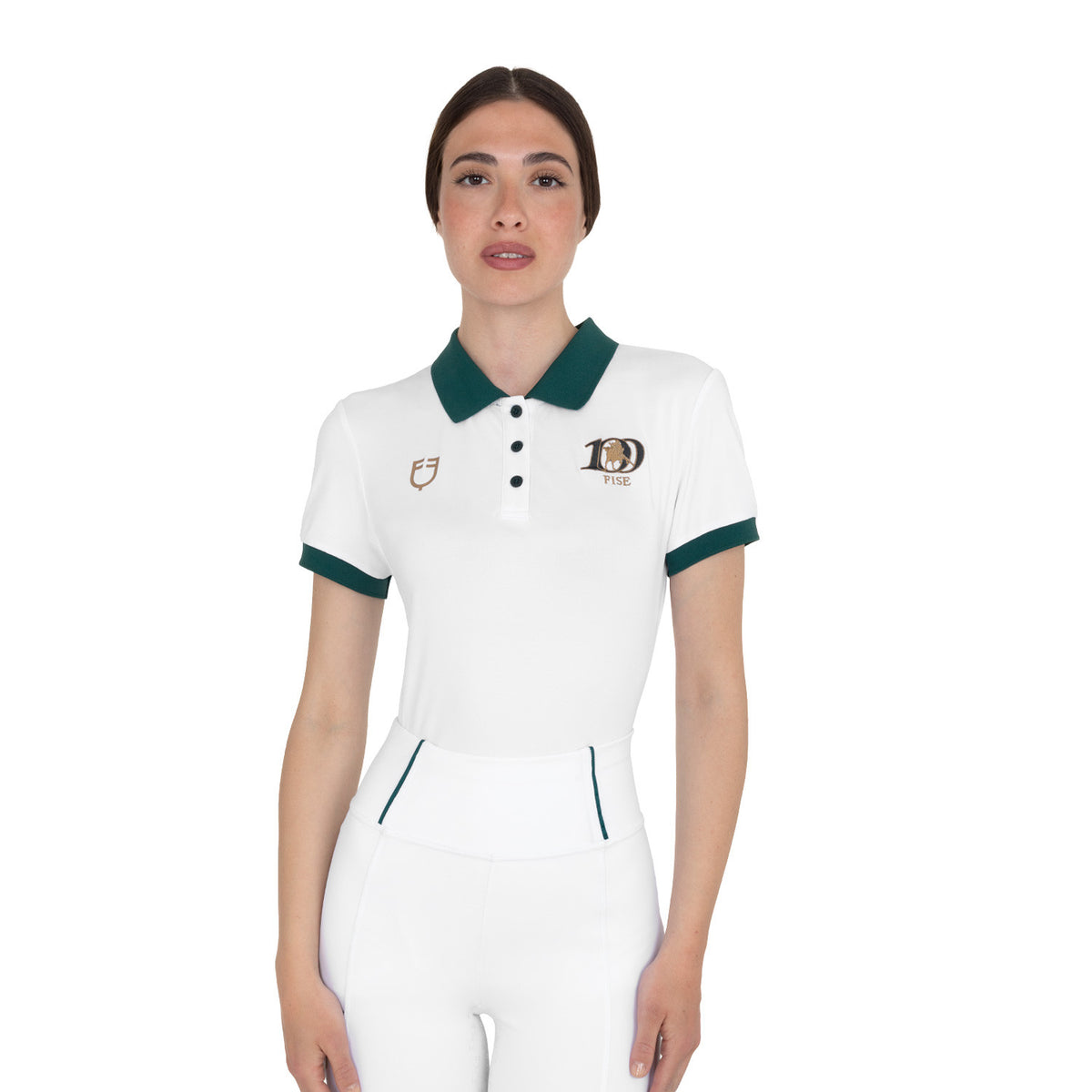 Polo donna da allenamento EQUESTRO X FISE 100
