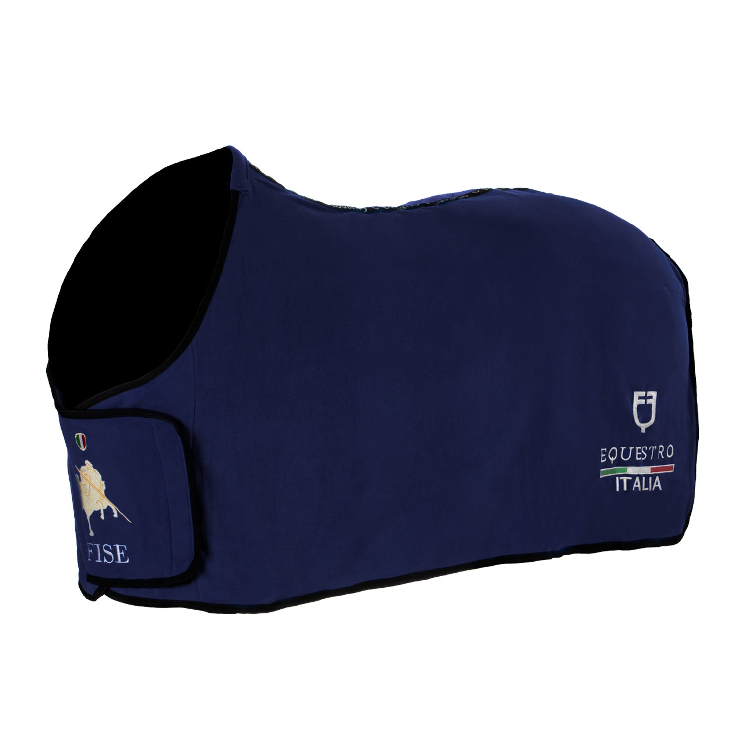 Coperta in pile frontale Equestro × FISE – 300 g, chiusura rapida, blu navy/azzurro | El Gaucho Sport