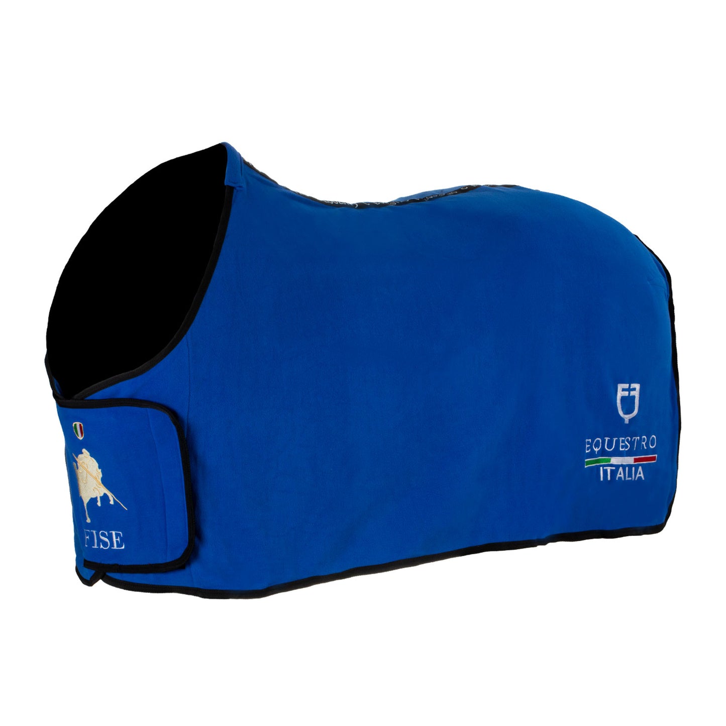 Coperta in pile frontale Equestro × FISE – 300 g, chiusura rapida, blu navy/azzurro | El Gaucho Sport