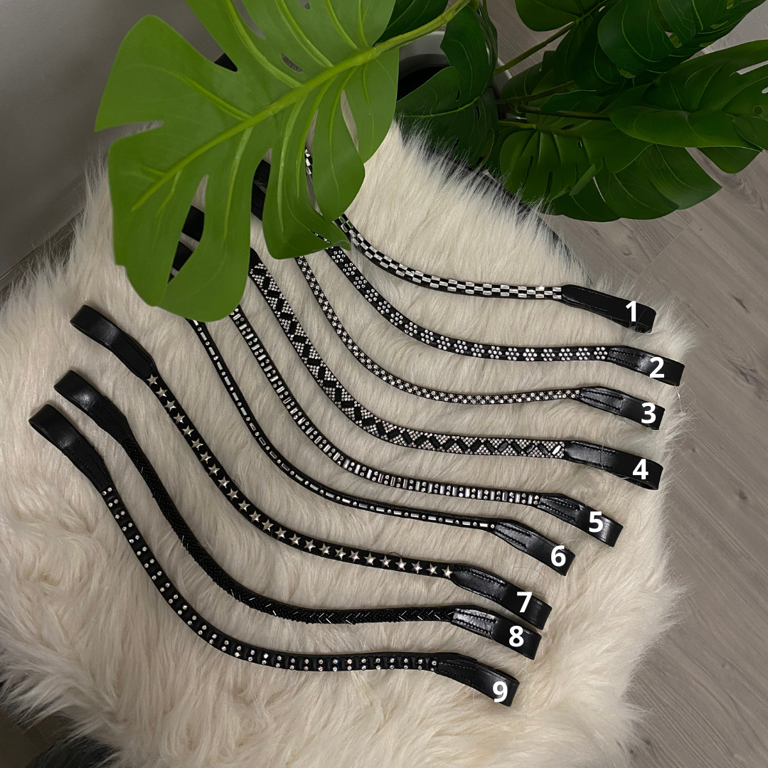 New fine Silver Pony Black browbands