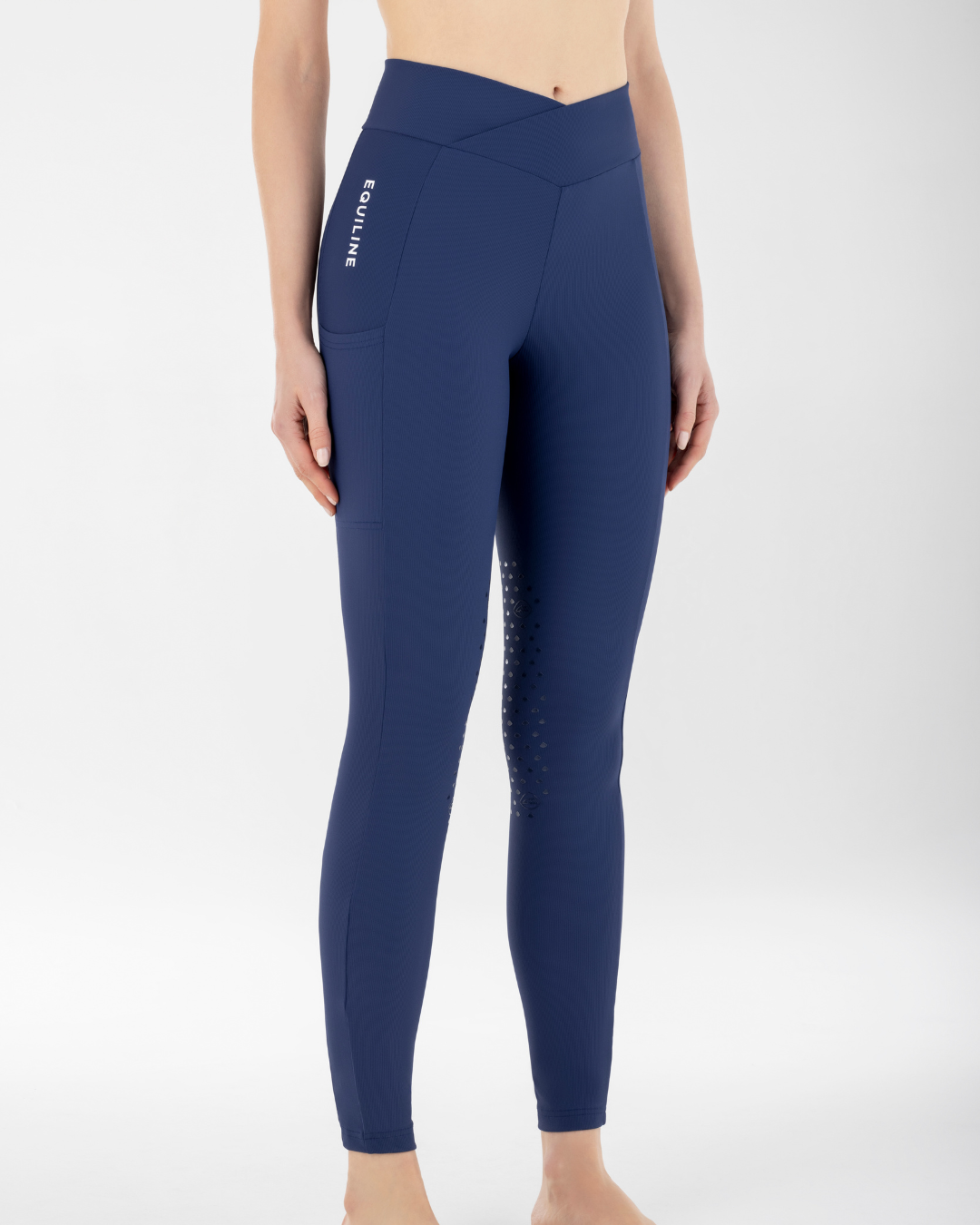 Nuovo leggings da donna a costine con grip al ginocchio a vita alta