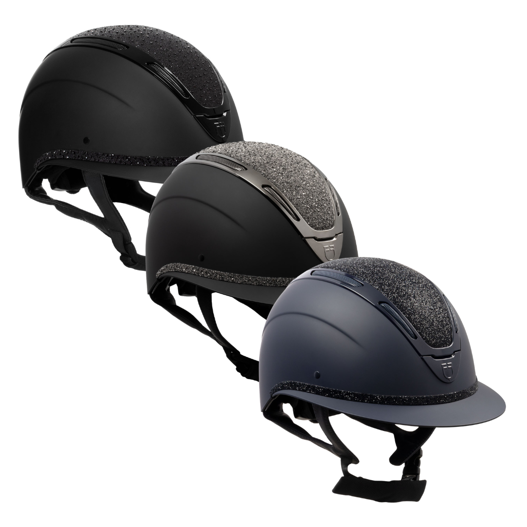 Cap Equestro opaco con visiera larga decorata con strass