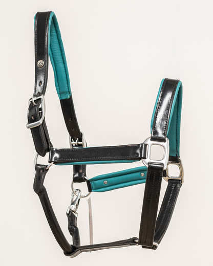 Capezza in cuoio con imbottitura turchese PAIGE