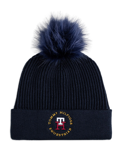 Polo Ralph Lauren - Berretto In Maglia Lavorata A Trecce Blu Navy Con Pompon E Logo Dellorsetto Polo Ralph Lauren - Berretto In Maglia Lavorata A Trecce Blu Navy Con Pompon E Logo Dellorsetto