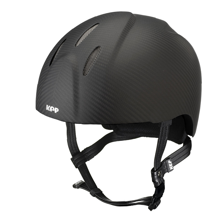 Kep Italia Casco in carbonio E-light Nero opaco senza visiera, griglia in acciaio e cinturino standard