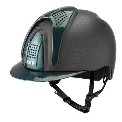 Kep Italia Casco in carbonio E-light Nero opaco, con visiera verde metallizzato e 3 tasselli verde metallizzato