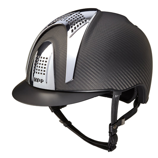 Kep Italia Casco in carbonio E-light Nero opaco, con visiera nero opaca e 3 inserti in argento | El gaucho sport