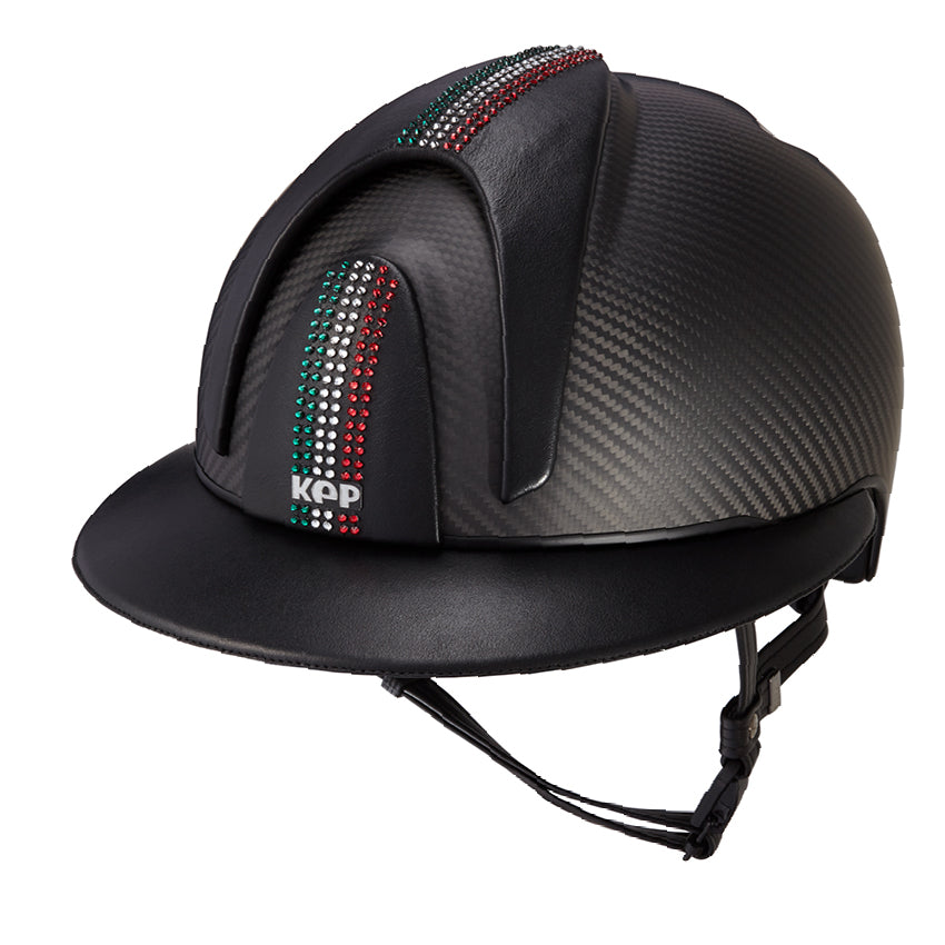 Kep Italia Casco in carbonio E-light Nero opaco, con swarovski bandiera italia | El gaucho sport