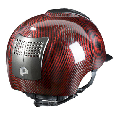 Casco in carbonio E-light Rosso e Nero lucido, visiera grigio metallizzato e 3 inserti grigio metallizzato