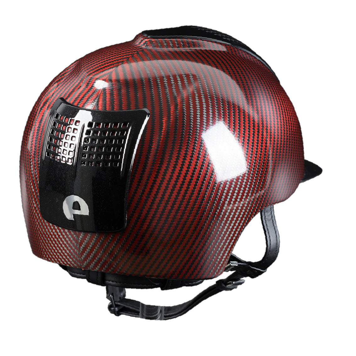Casco in carbonio E-light Rosso e Nero lucido, visiera nero metallizzato e 2 inserti nero metallizzato