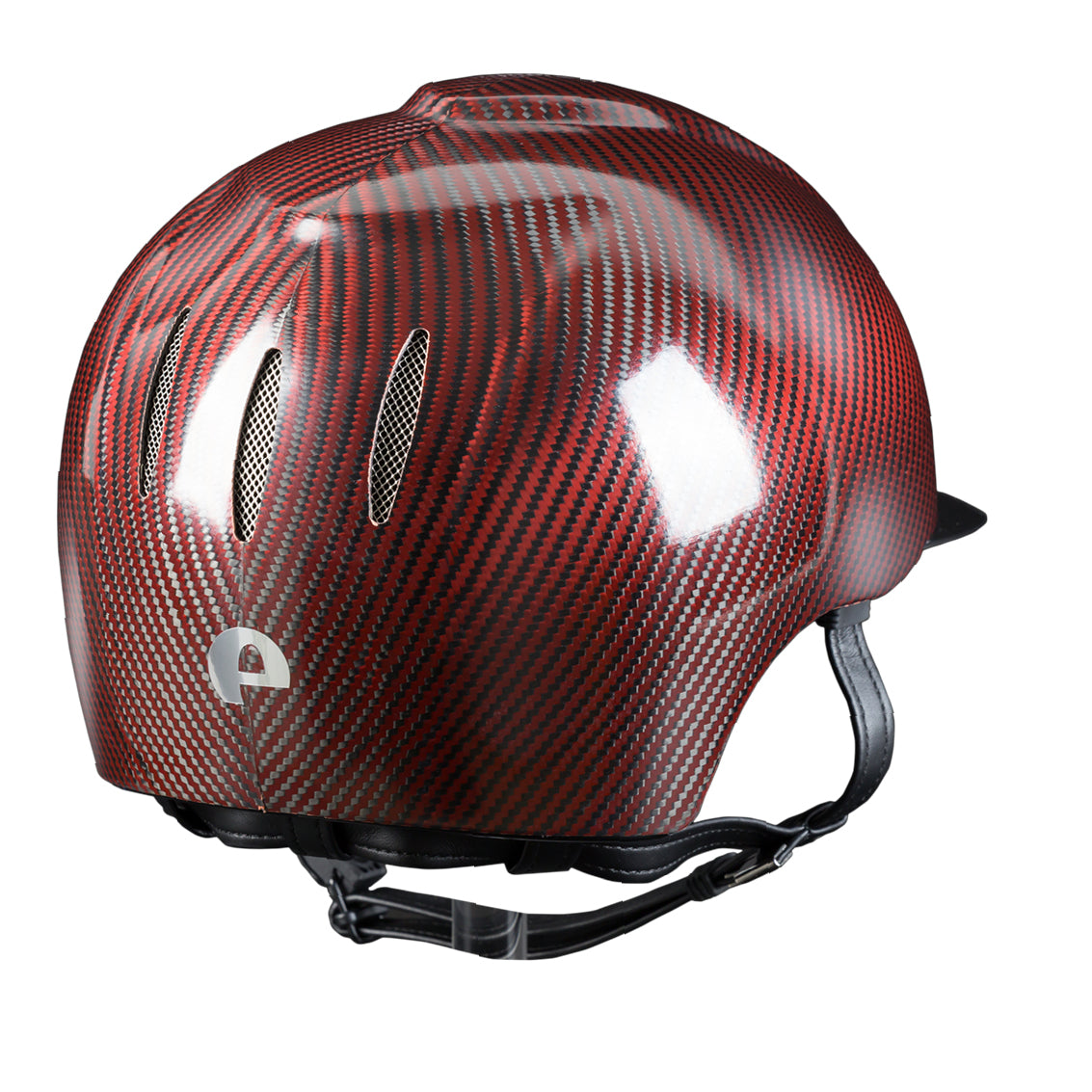 Casco in carbonio E-light Rosso e Nero lucido, visiera nero metallizzato e griglia in acciaio