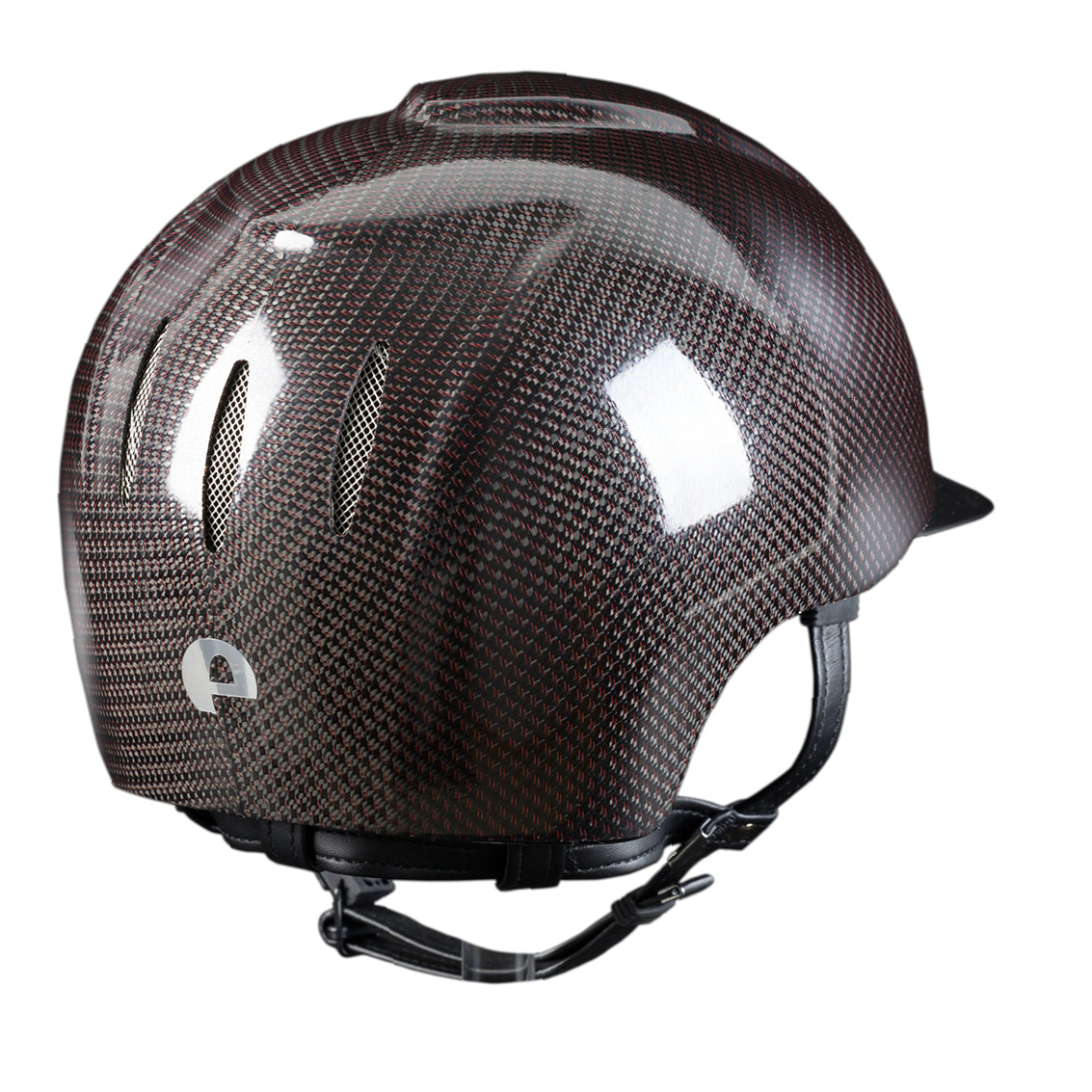 Casco in carbonio E-light Nero lucido con filo di rame/ Con visiera nera e griglia in acciaio | Kep Italia | El gaucho sport